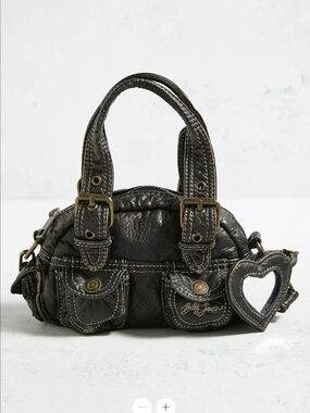 Urban Outfitters Black Mini Satchel with Heart Charm